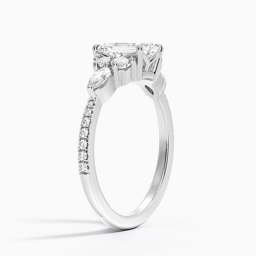 1CT Emerald Gold Pavé Lab Grown Diamond Engagement Ring