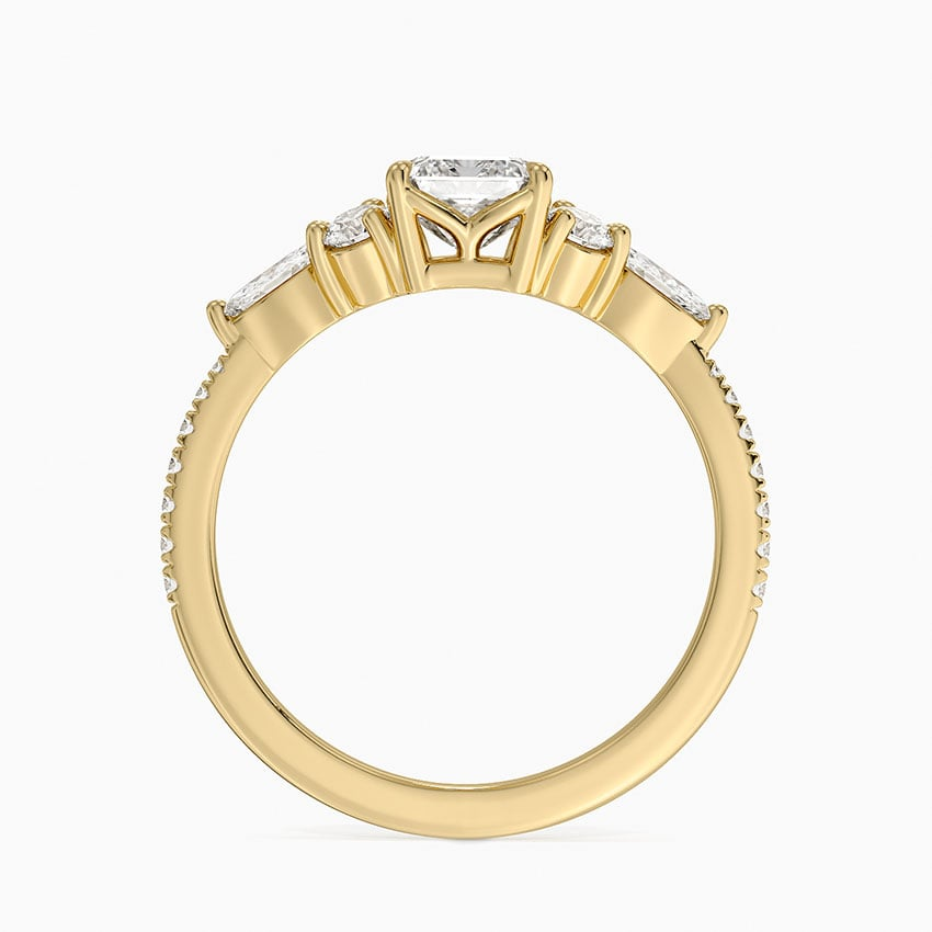 1CT Emerald Gold Pavé Lab Grown Diamond Engagement Ring