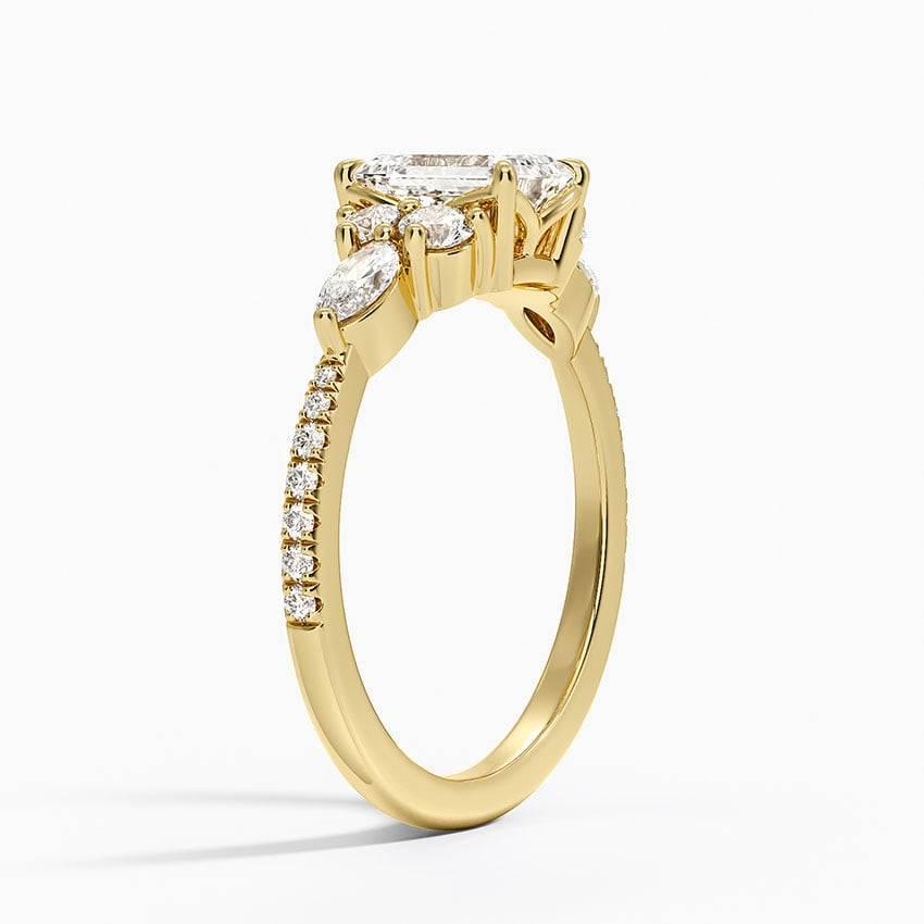 1CT Emerald Gold Pavé Lab Grown Diamond Engagement Ring