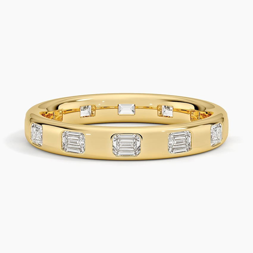 Emerald Cut Lab Grown Diamond 18K Yellow Gold Wedding Band