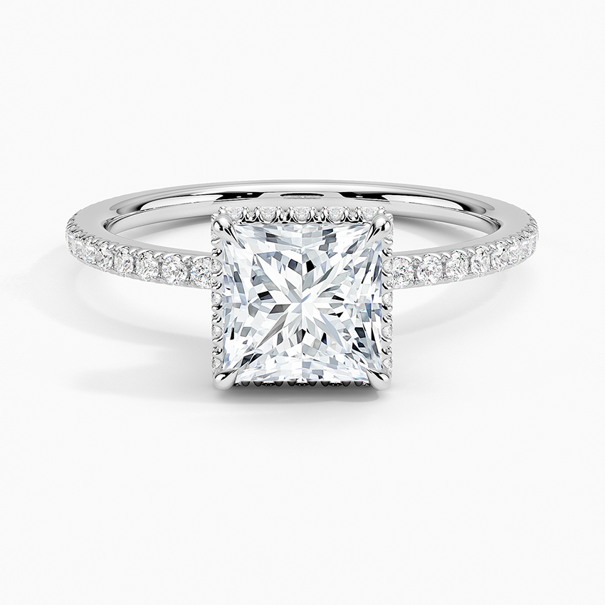 1 1/4CT Princess Cut Lab Grown Diamond Half Coverage Gold Ring