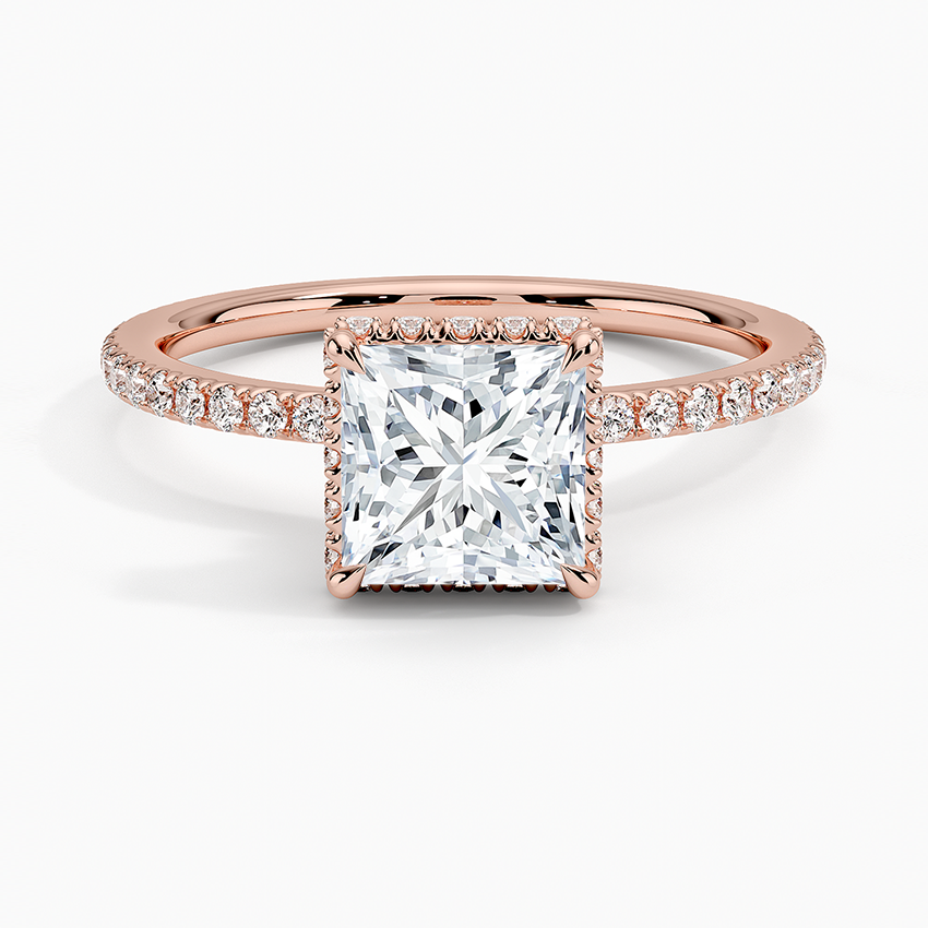 1 1/4CT Princess Cut Lab Grown Diamond Half Coverage Gold Ring