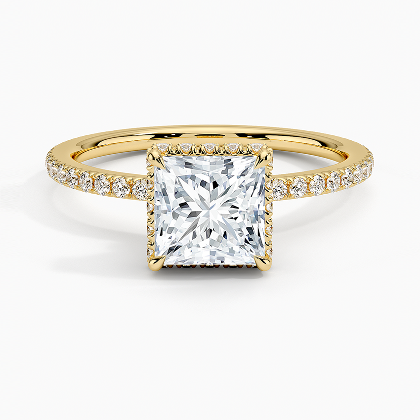 1 1/4CT Princess Cut Lab Grown Diamond Half Coverage Gold Ring