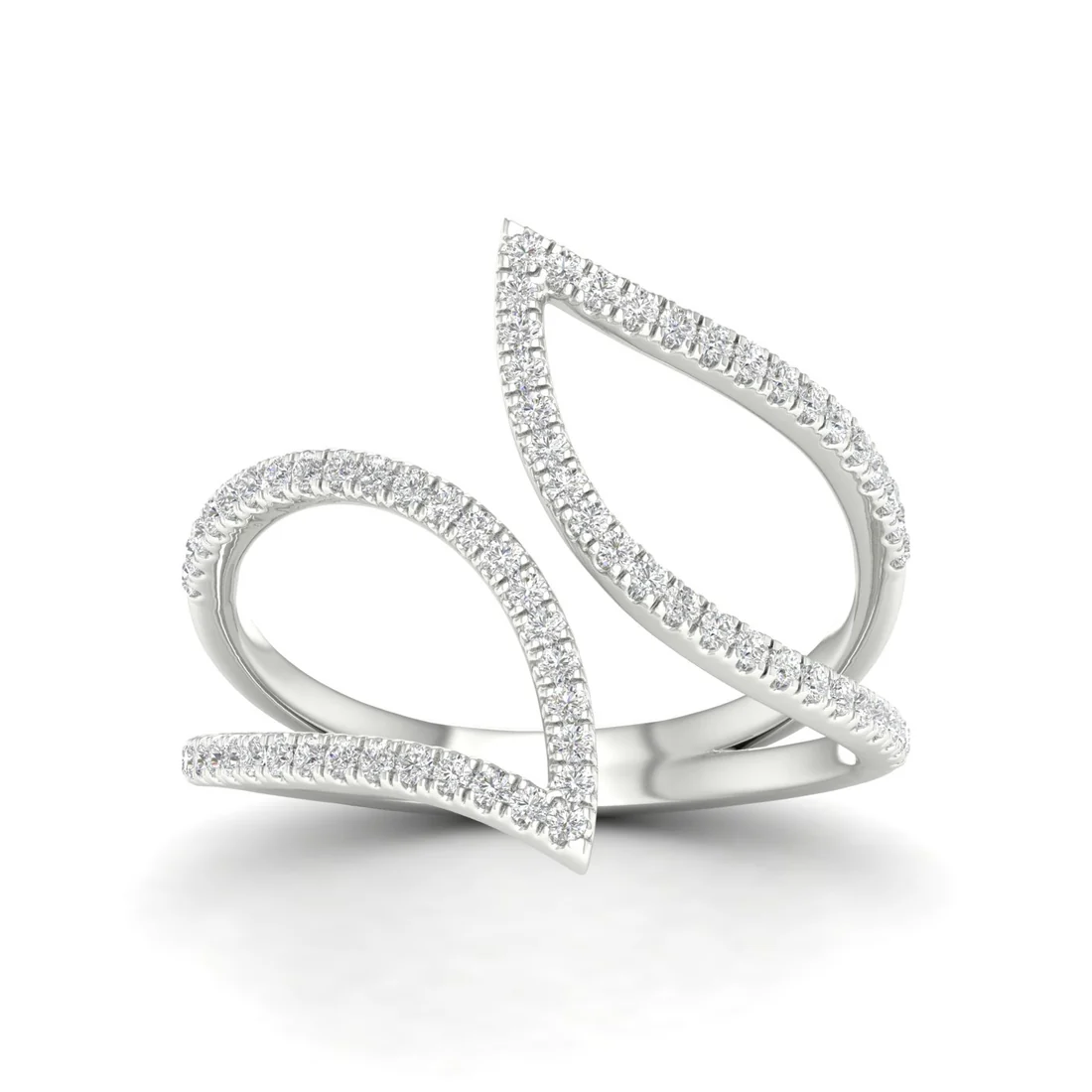 0.30Ctw Lab Grown Diamond Leaf Style Wedding Band