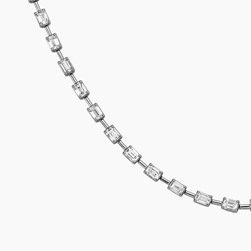 5 CTW Lab Grown Diamond Emerald Cut Tennis Necklace