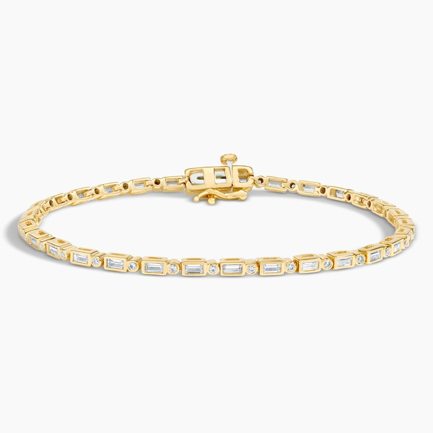 1.5CTW 7 inch Baguette and Round Lab Grown Diamond Tennis Bracelet