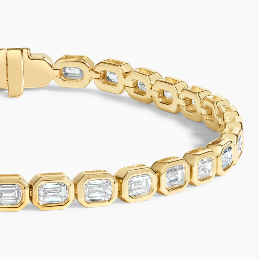 3.33 CTW 6.5 inch Emerald Cut Lab Grown Diamond Bezel Tennis Bracelet
