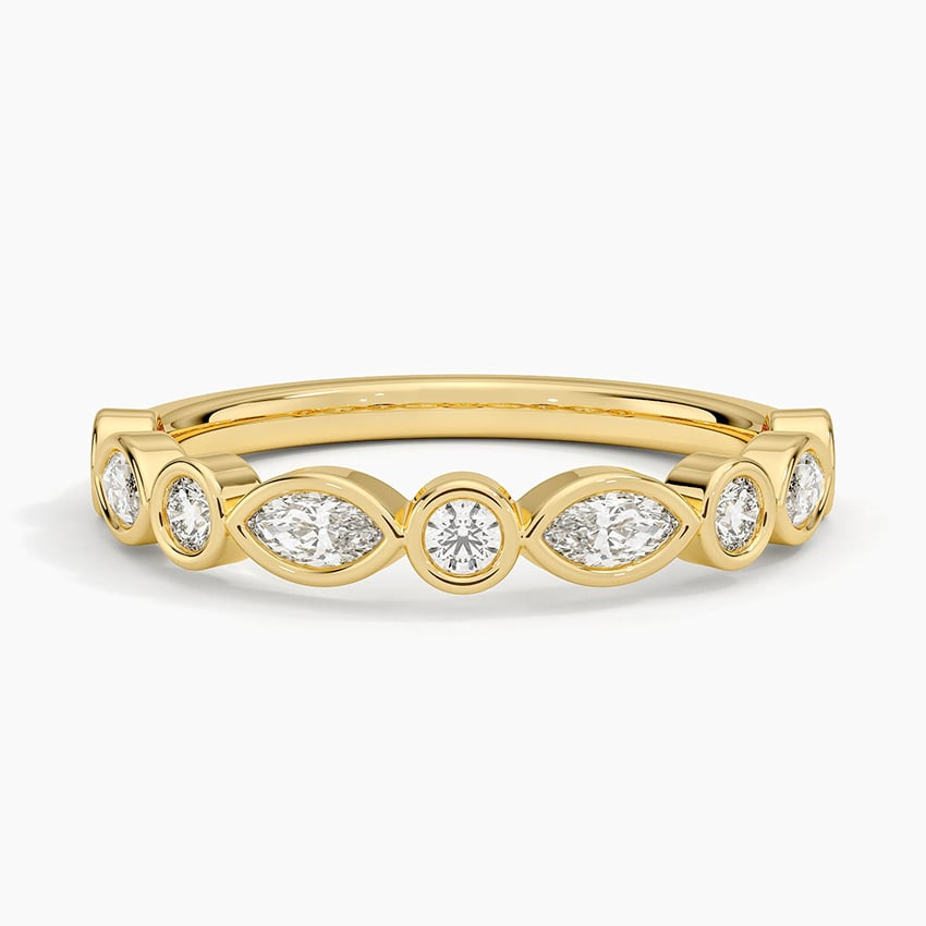 Round And Marquise Lab Grown Diamond Bezel Set Wedding Band