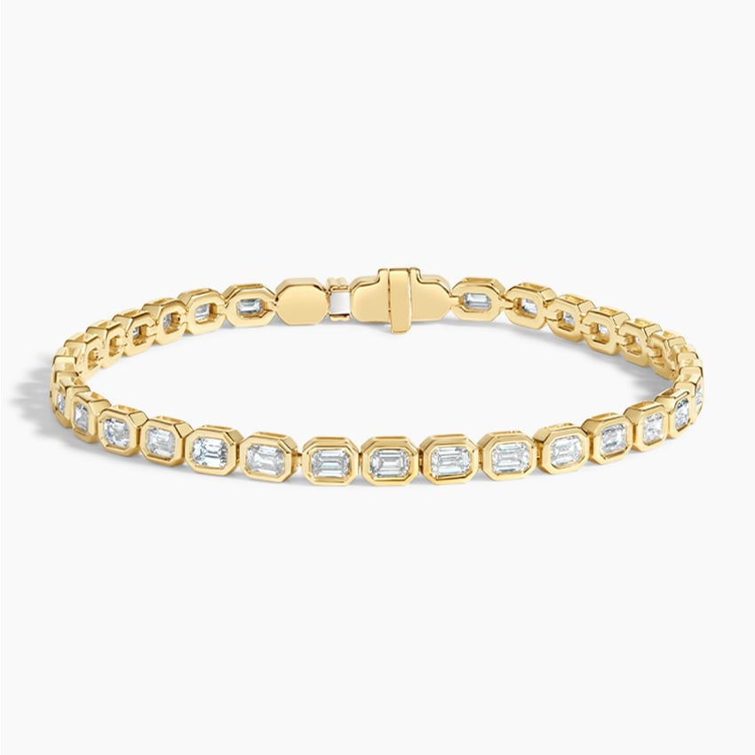 3.33 CTW 6.5 inch Emerald Cut Lab Grown Diamond Bezel Tennis Bracelet