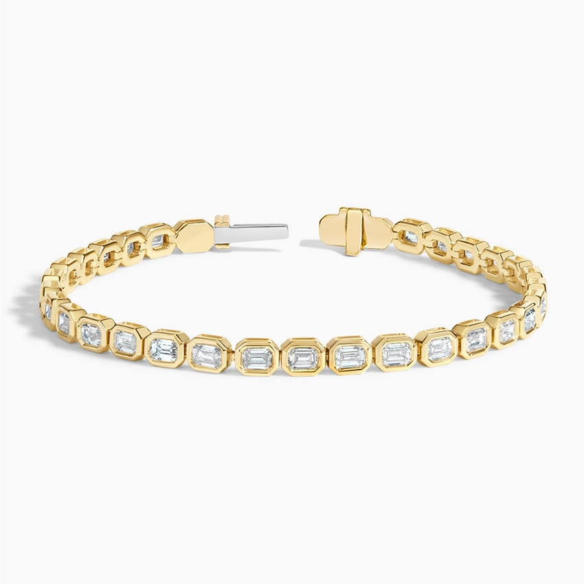 3.33 CTW 6.5 inch Emerald Cut Lab Grown Diamond Bezel Tennis Bracelet