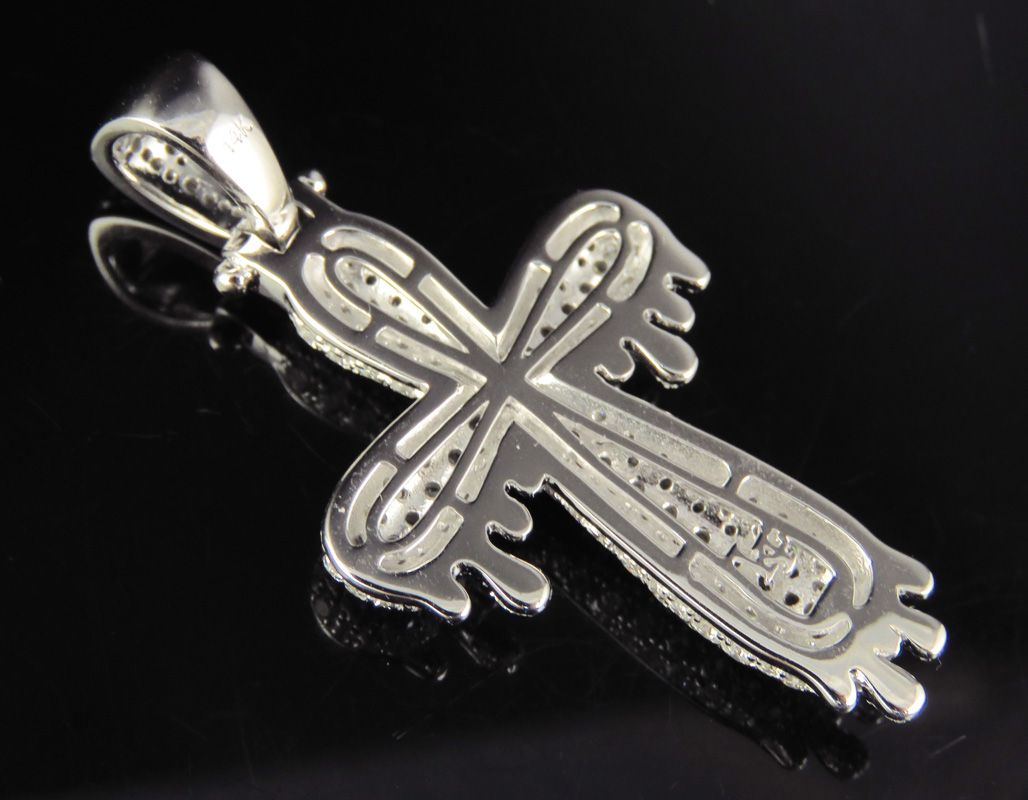 1.8 Inch 10K Lab Grown Diamond Drip Cross Pendant