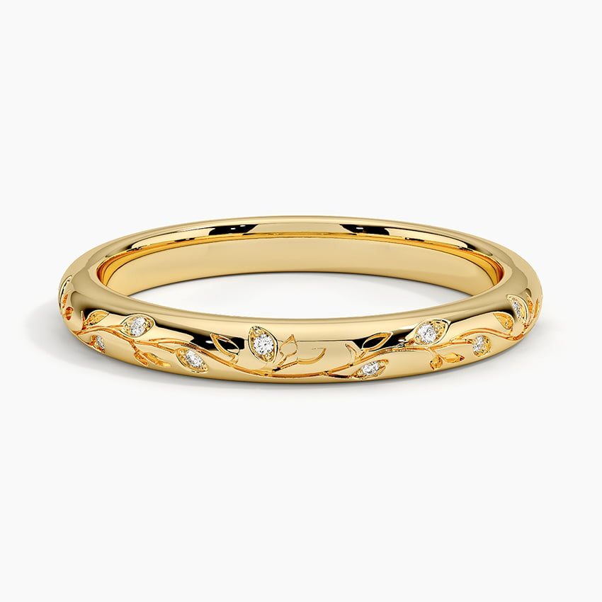 0.05 CTW Engraved Lab Grown Diamond Wedding Band For Women