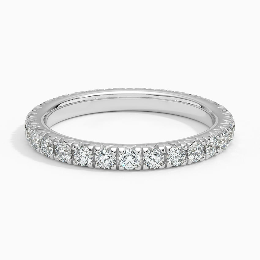 Round Cut Lab Grown Diamond 10K White Gold Wedding Band