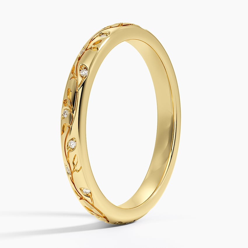 0.05 CTW Engraved Lab Grown Diamond Wedding Band For Women