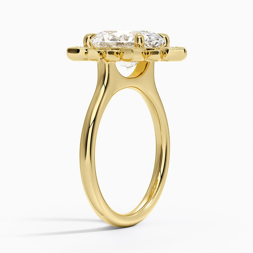 3CT Oval Lab Grown diamond Gold Flower Ring