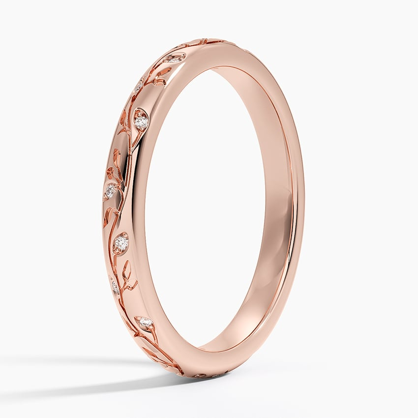 0.05 CTW Engraved Lab Grown Diamond Wedding Band For Women