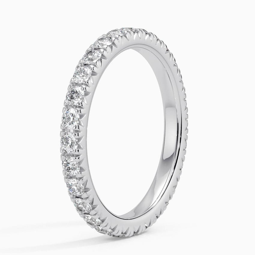 Round Cut Lab Grown Diamond 10K White Gold Wedding Band