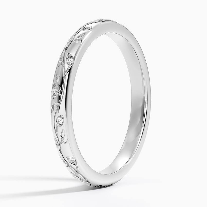 0.05 CTW Engraved Lab Grown Diamond Wedding Band For Women