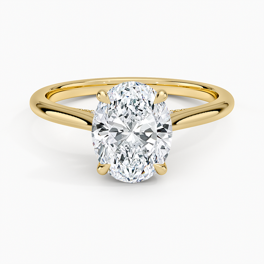 1/4 CT Labgrown Diamond Hidden Halo Yellow Gold Solitaire Engagement Ring