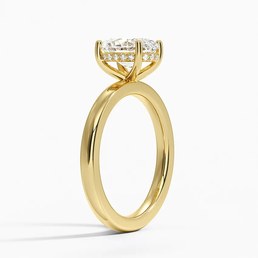 1/4 CT Labgrown Diamond Hidden Halo Yellow Gold Solitaire Engagement Ring