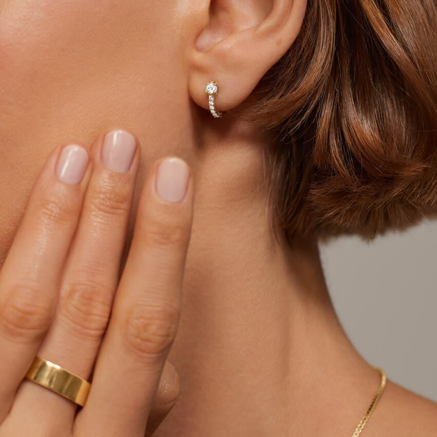1.3 CT Lab Grown Diamond Huggie Earrings