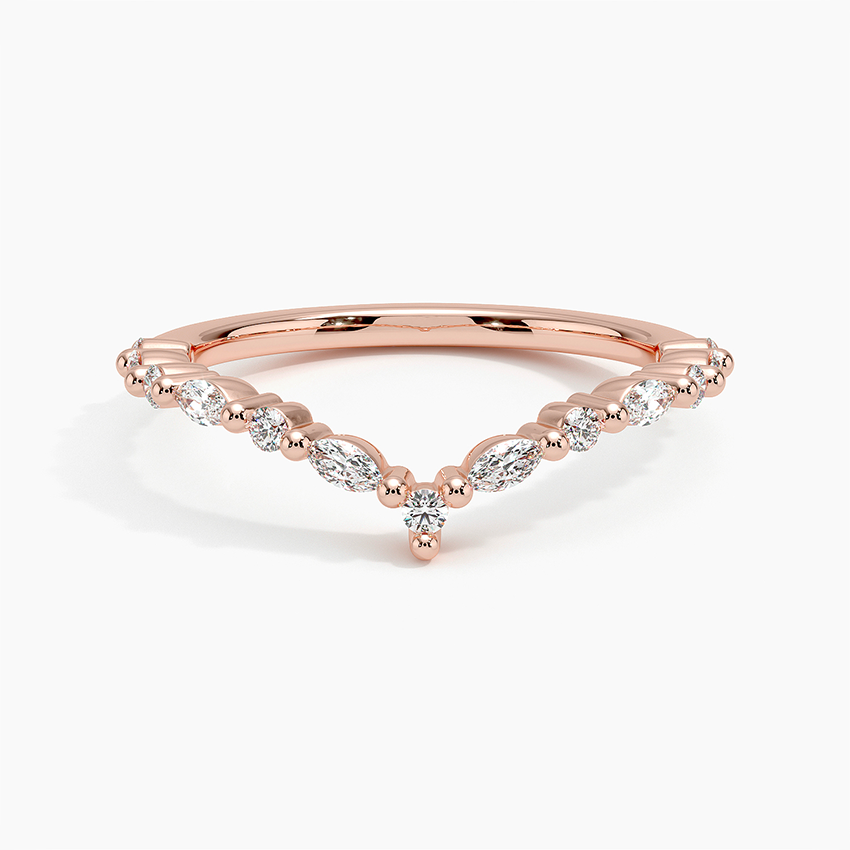 0.31 CTW Round And Marquise Lab Grown Diamonds Curved Wedding Band