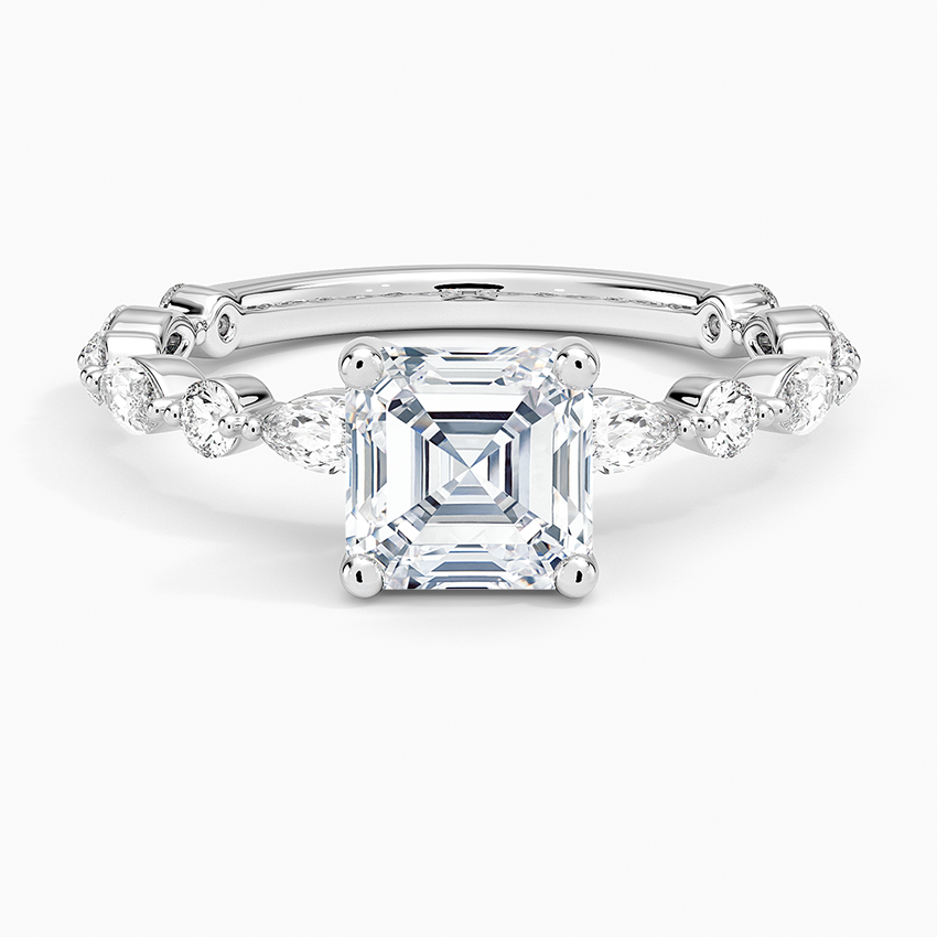 1 1/4CT Asscher Lab Grown Diamond Three-Quarter Coverage Diamond Ring