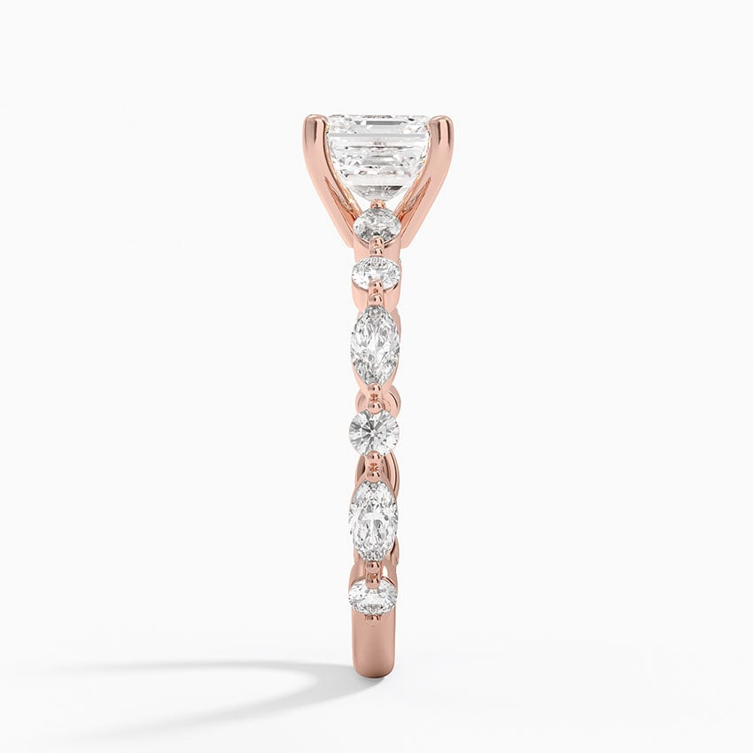 1 1/4CT Asscher Lab Grown Diamond Three-Quarter Coverage Diamond Ring