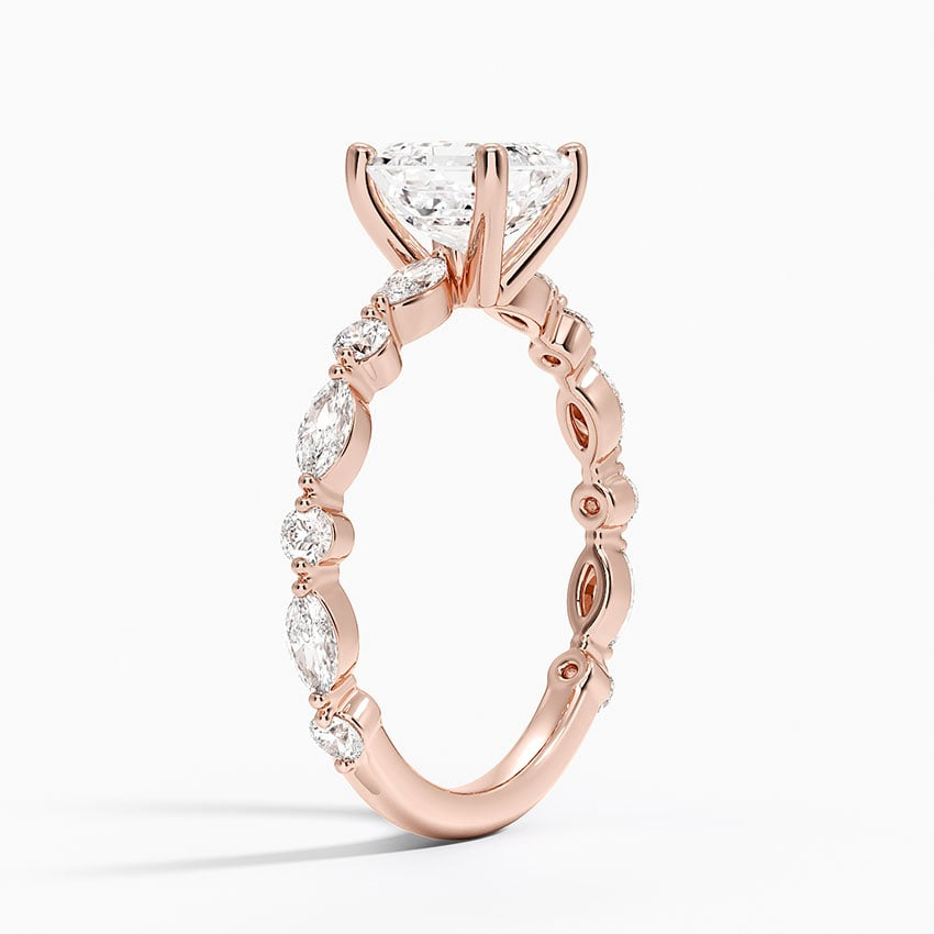 1 1/4CT Asscher Lab Grown Diamond Three-Quarter Coverage Diamond Ring