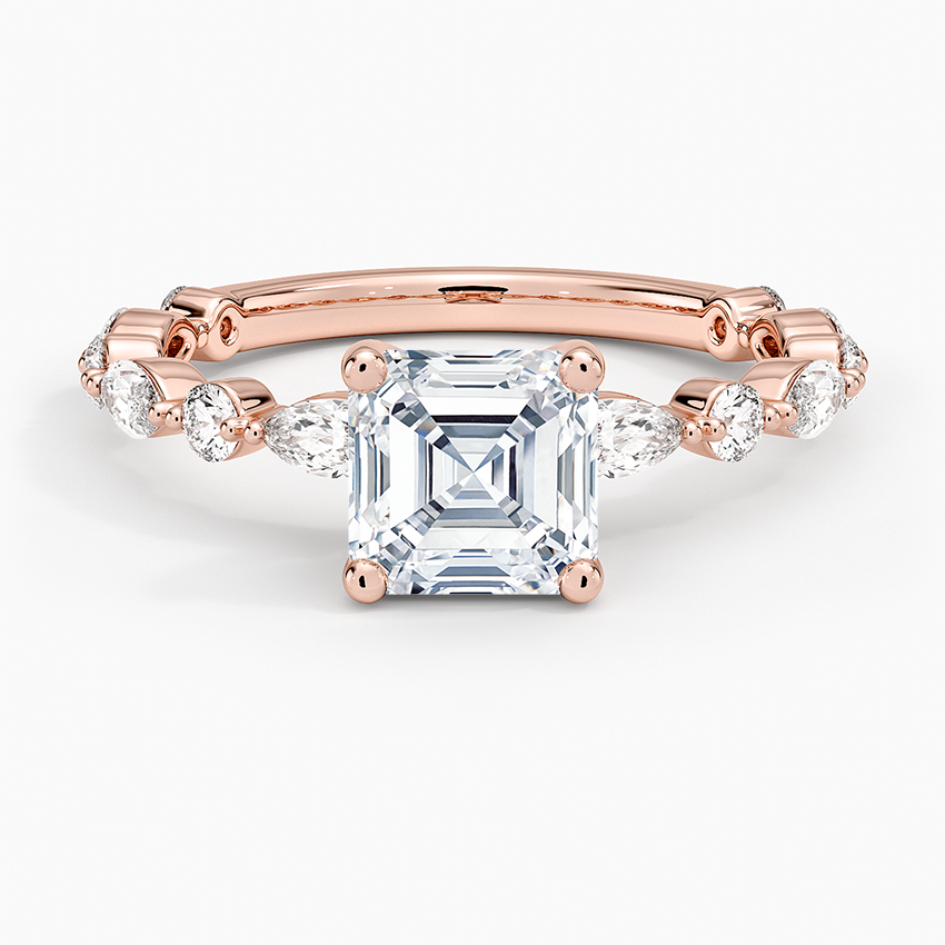 1 1/4CT Asscher Lab Grown Diamond Three-Quarter Coverage Diamond Ring