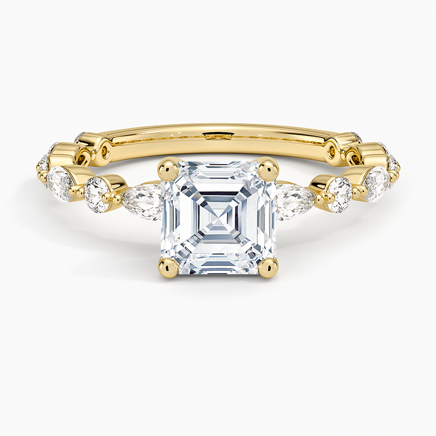 1 1/4CT Asscher Lab Grown Diamond Three-Quarter Coverage Diamond Ring