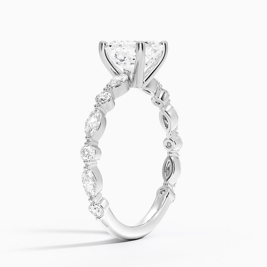 1 1/4CT Asscher Lab Grown Diamond Three-Quarter Coverage Diamond Ring
