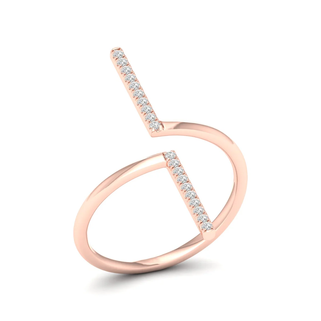 0.09Ctw Lab Grown Diamond Open Shank Wedding Band