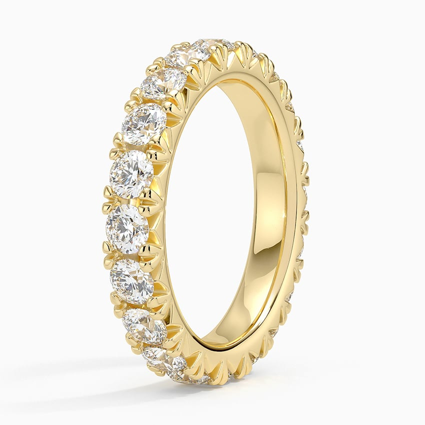 2 CTW 18k Yellow Gold French Pave Eternity Lab Grown Diamond Band