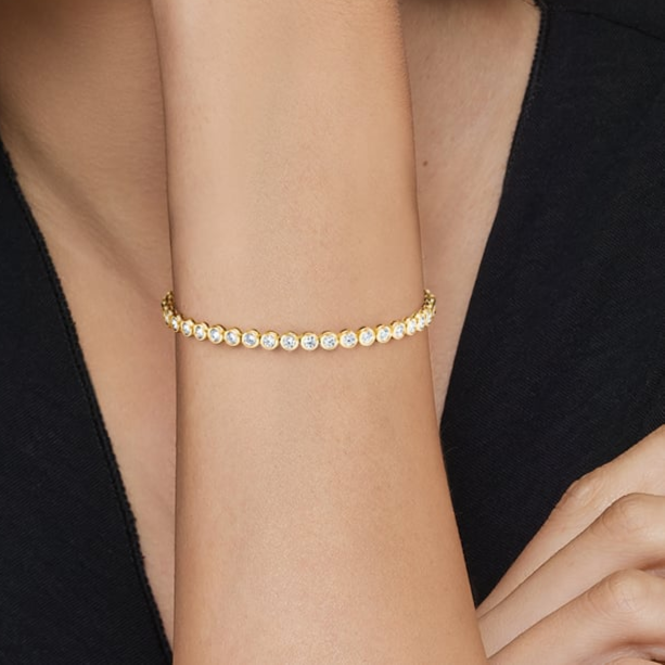 2.87CTW 7 inch Round Cut Bezel Lab Grown Diamond Tennis Bracelet