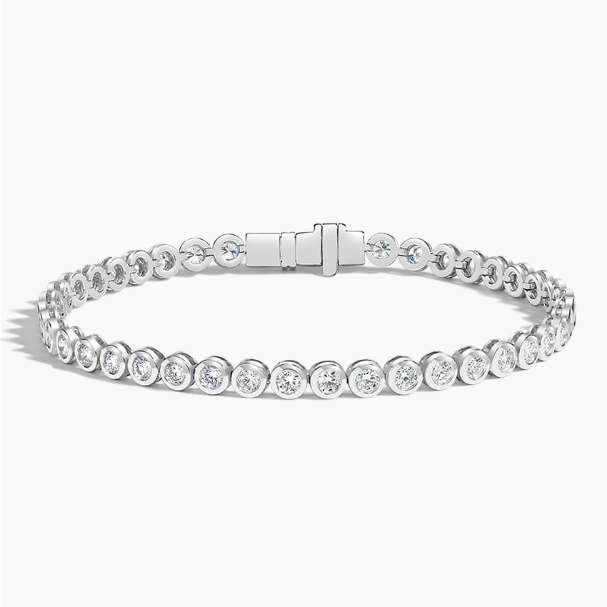 2.87CTW 7 inch Round Cut Bezel Lab Grown Diamond Tennis Bracelet