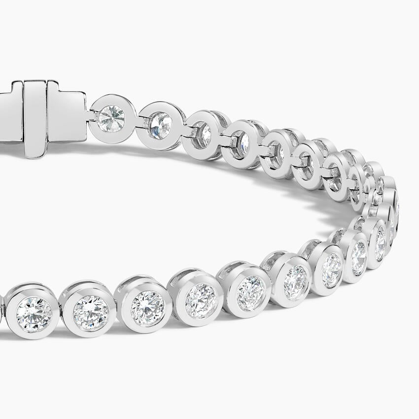 2.87CTW 7 inch Round Cut Bezel Lab Grown Diamond Tennis Bracelet