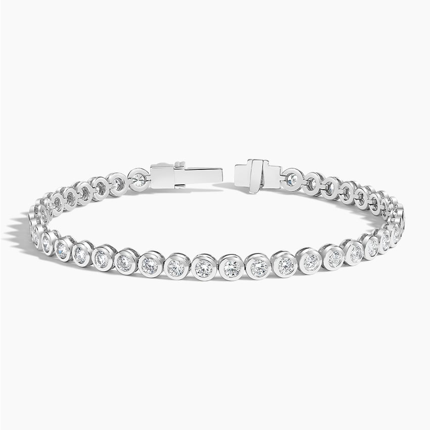 2.87CTW 7 inch Round Cut Bezel Lab Grown Diamond Tennis Bracelet