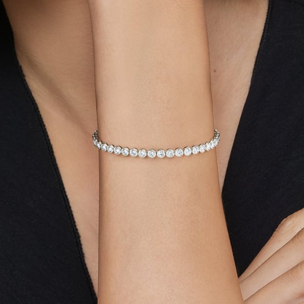 2.87CTW 7 inch Round Cut Bezel Lab Grown Diamond Tennis Bracelet