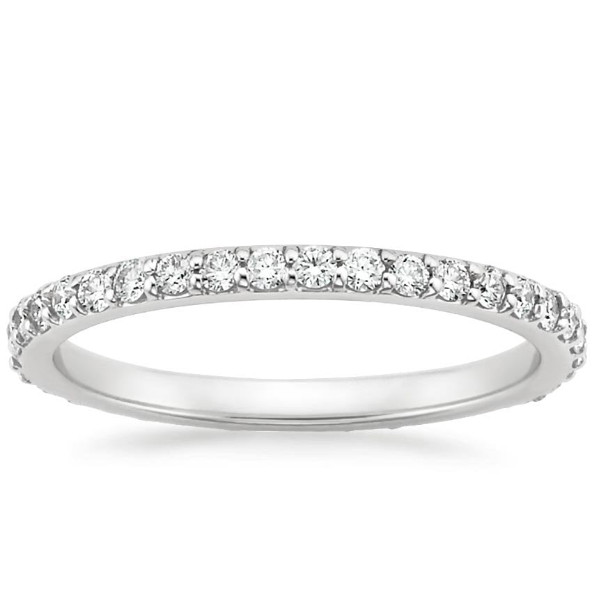 Round Lab Grown Diamond White Gold Twisted Vine Wedding Band