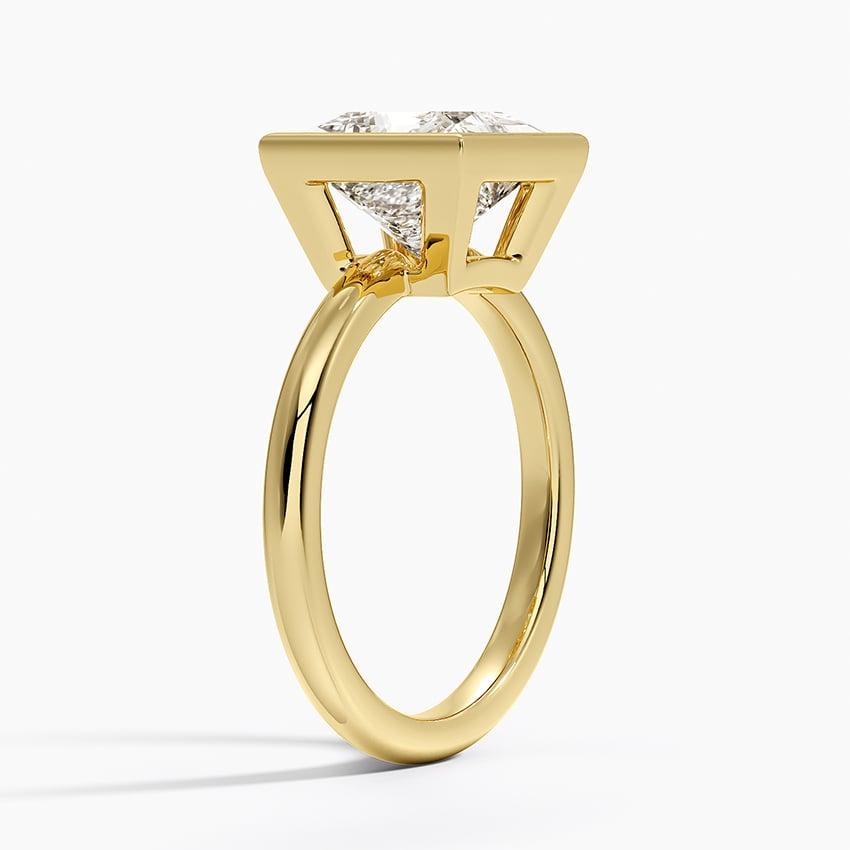 2 1/2CT Princess Lab Grown Diamond Gold Bezel Solitaire Ring