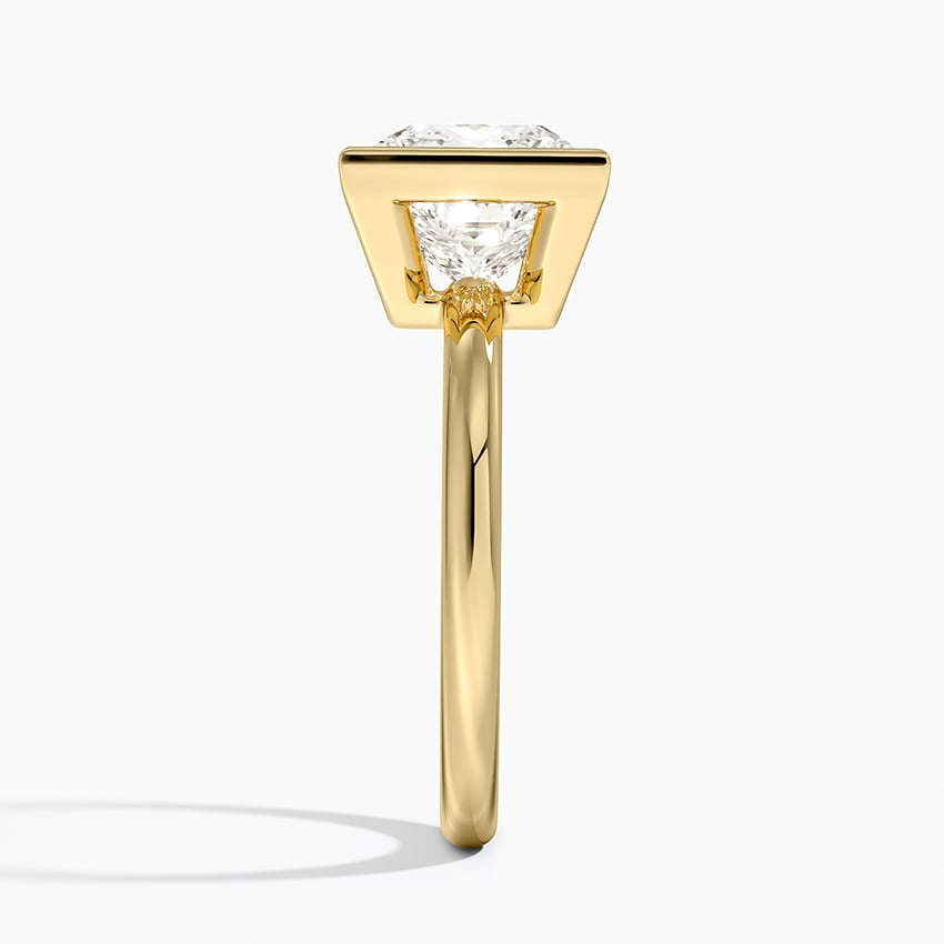 2 1/2CT Princess Lab Grown Diamond Gold Bezel Solitaire Ring