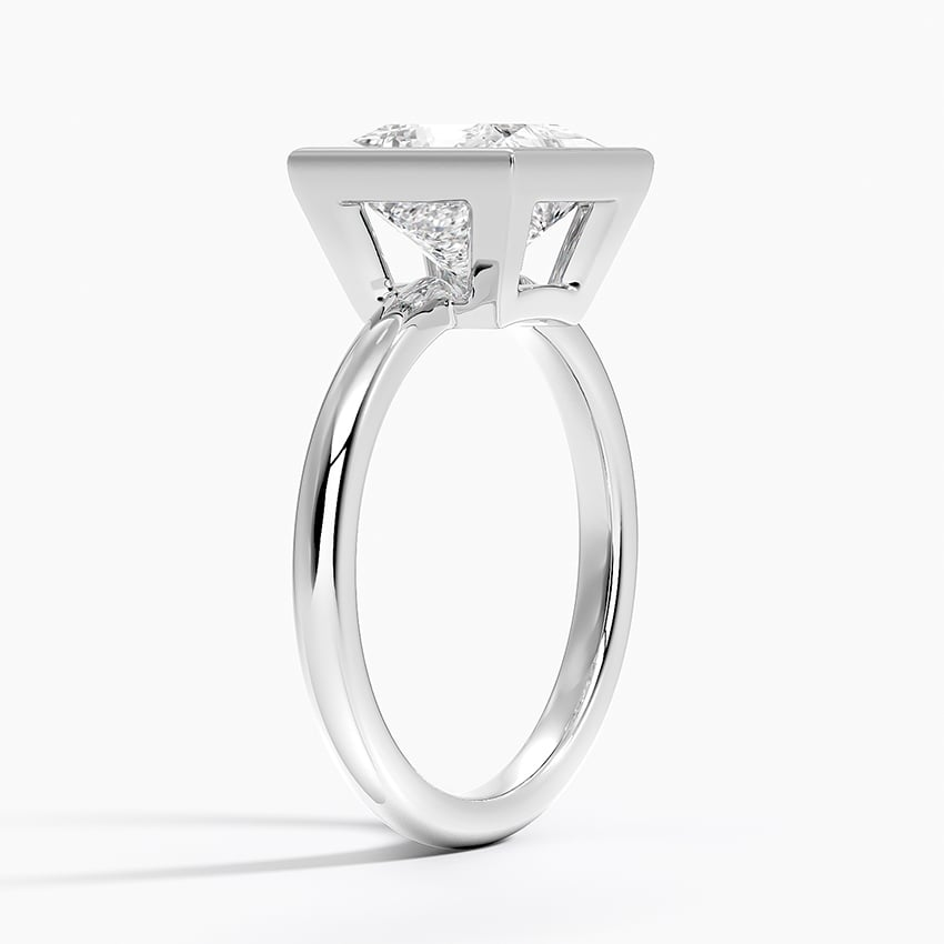 2 1/2CT Princess Lab Grown Diamond Gold Bezel Solitaire Ring