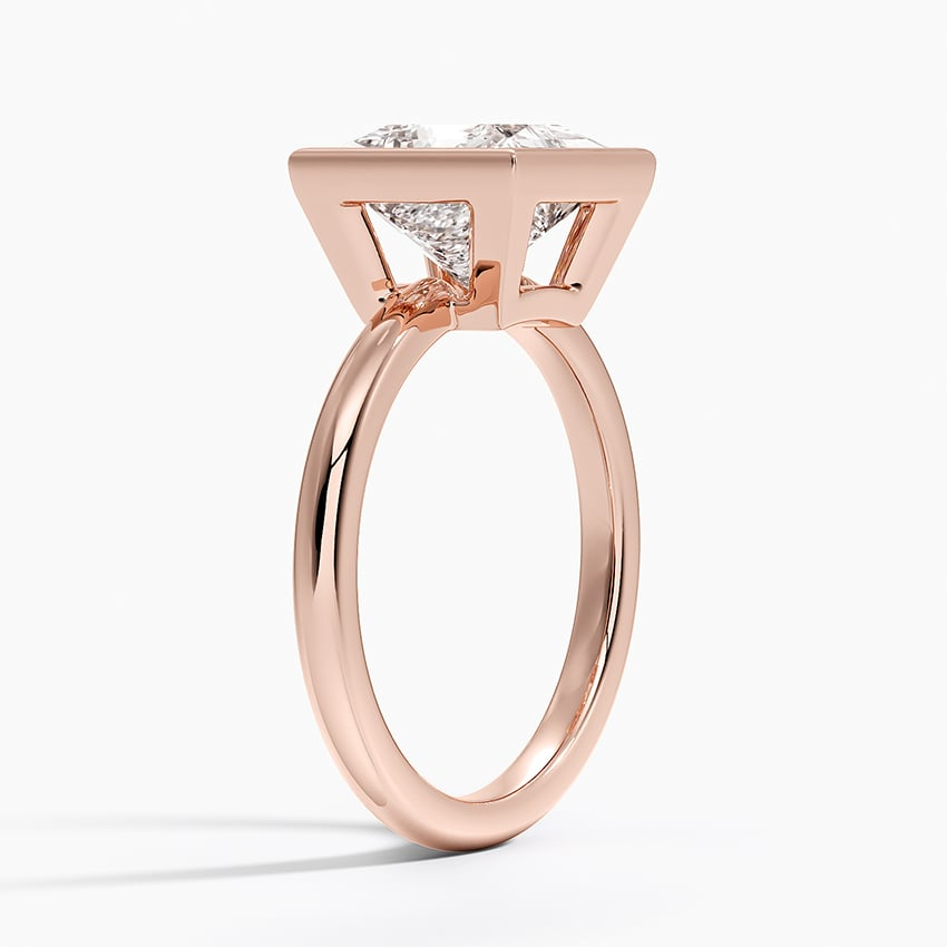 2 1/2CT Princess Lab Grown Diamond Gold Bezel Solitaire Ring