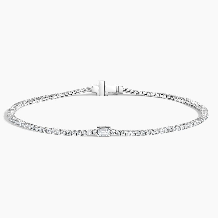 1.25CTW 7 inch Emerald Cut Lab Grown Diamond Tennis Bracelet