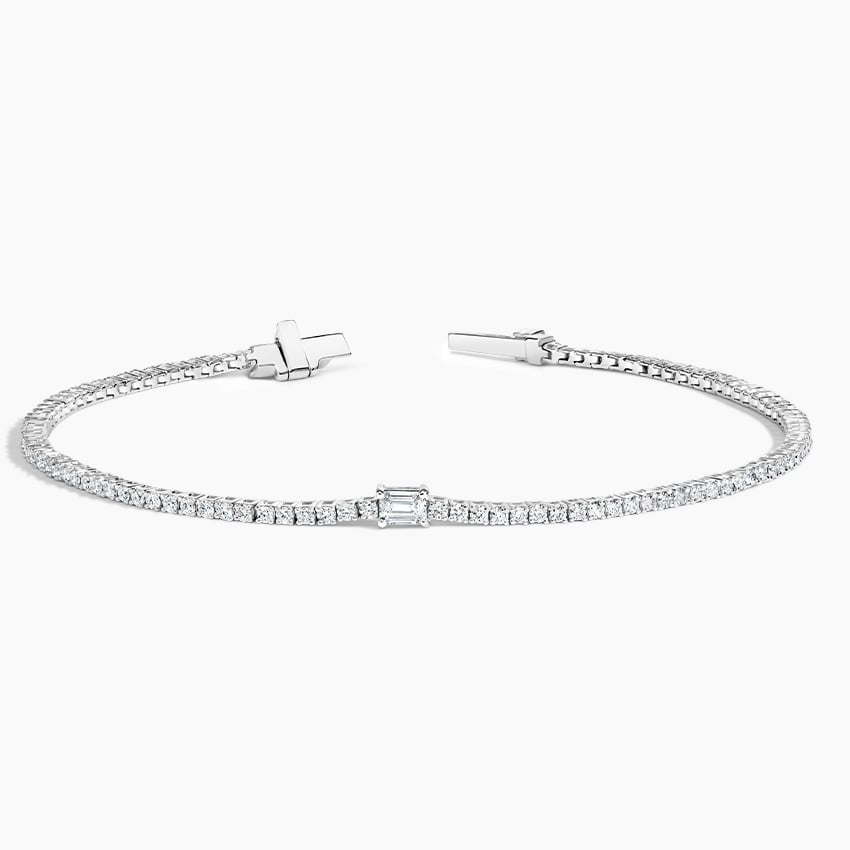 1.25CTW 7 inch Emerald Cut Lab Grown Diamond Tennis Bracelet