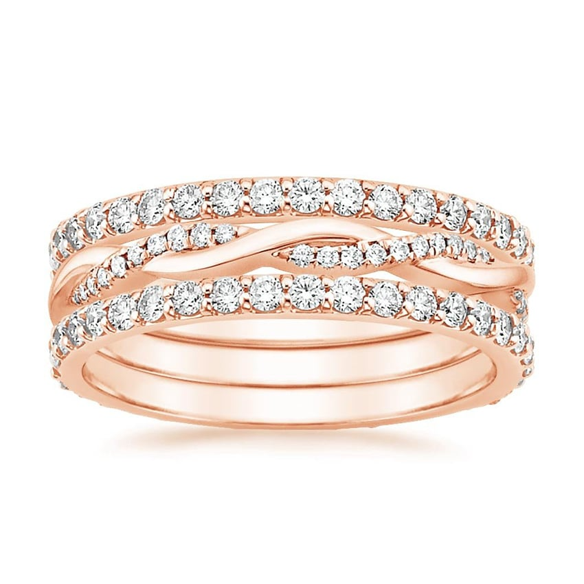 Round Lab Grown Diamond White Gold Twisted Vine Wedding Band