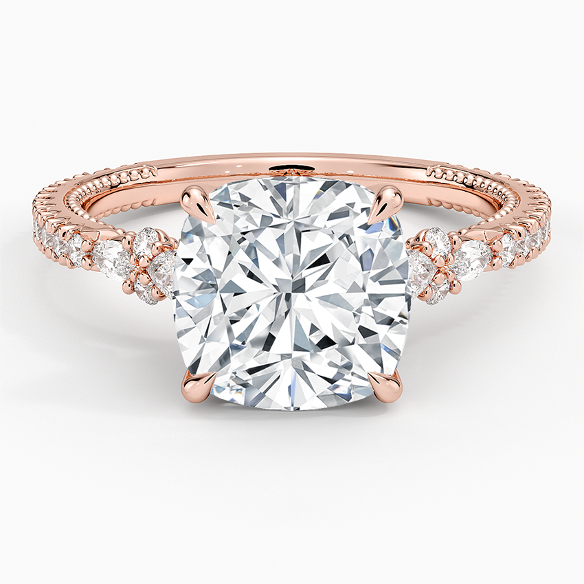 3 CT Cushion Lab Grown Diamond Gold Engagement Ring