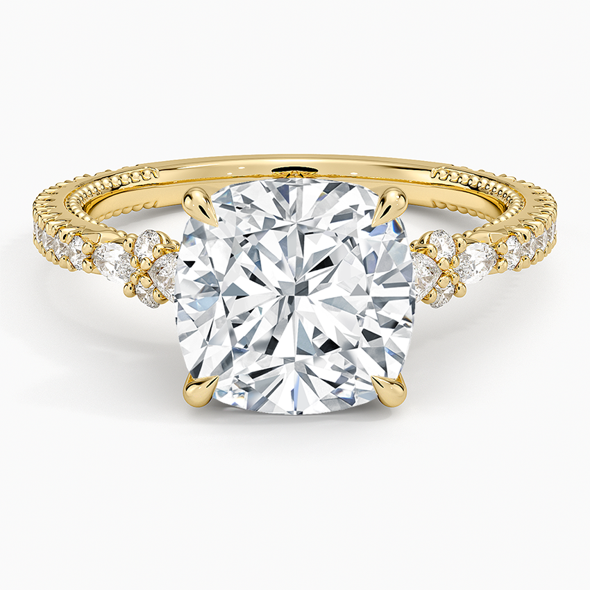 3 CT Cushion Lab Grown Diamond Gold Engagement Ring