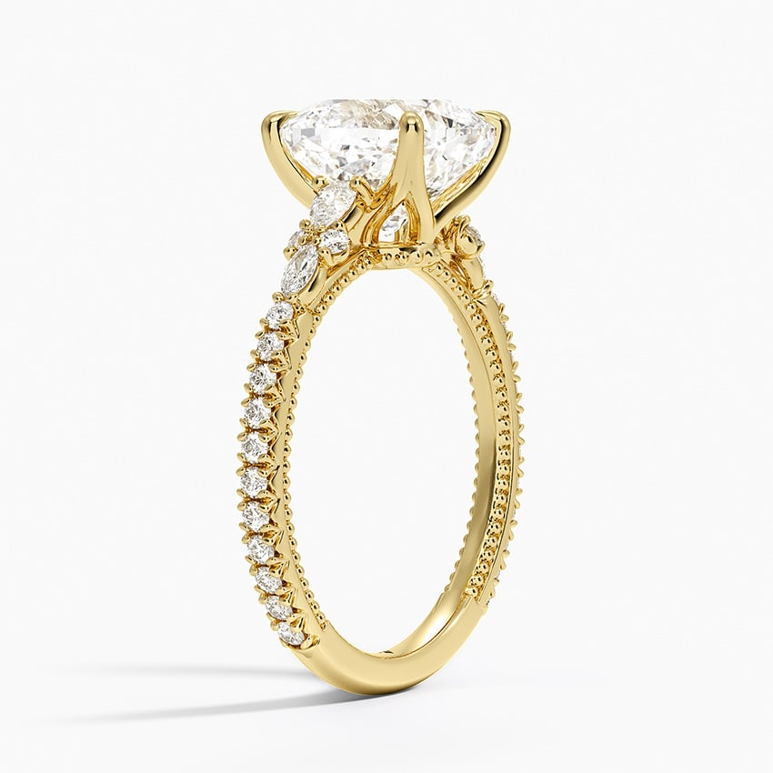 3 CT Cushion Lab Grown Diamond Gold Engagement Ring